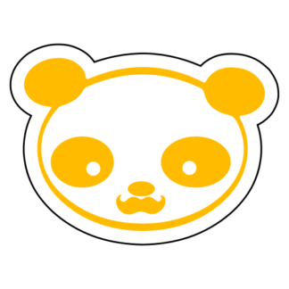 Young Panda Funny Moustache Sticker (Yellow)